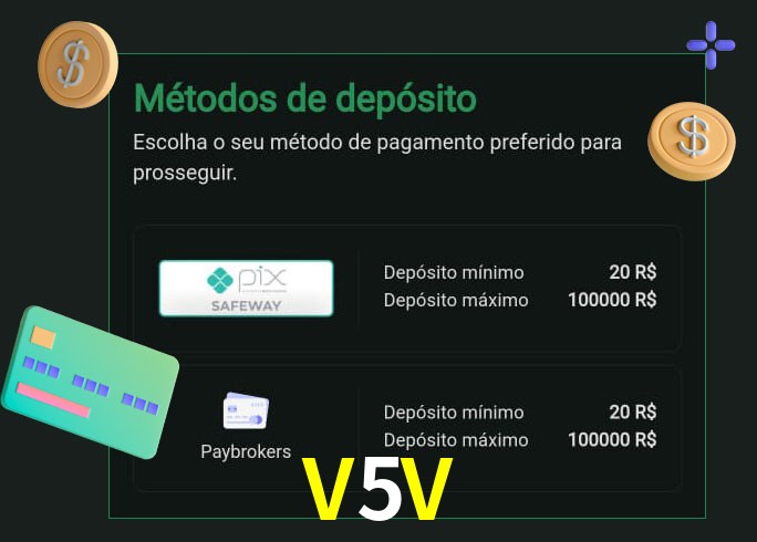 O cassino V5V oferece uma grande variedade de métodos de pagamento